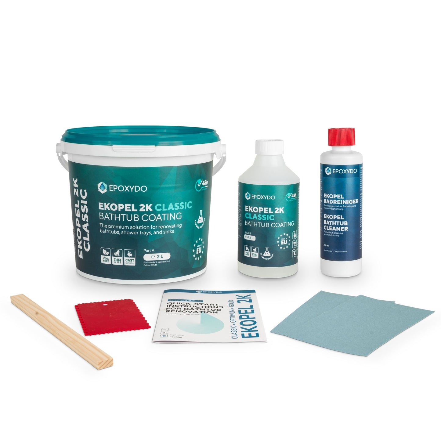 EKOPEL 2K-CLASSIC. Powłoka do renowacji wanien. Czas utwardzania 48 godzin. Bez zapachu. Kompletny zestaw
