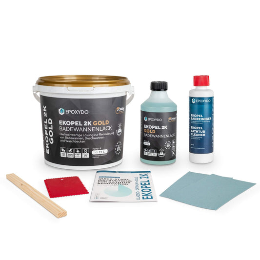 EKOPEL 2K-GOLD Powłoka do renowacji wanien. Czas utwardzania 24 godz. Bez zapachu. Odporność na UV.