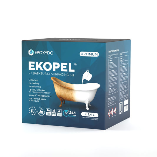 EKOPEL 2K-OPTIMUM. Powłoka do renowacji wanien. Czas utwardzania 24 godzin. Bez zapachu. Kompletny zestaw