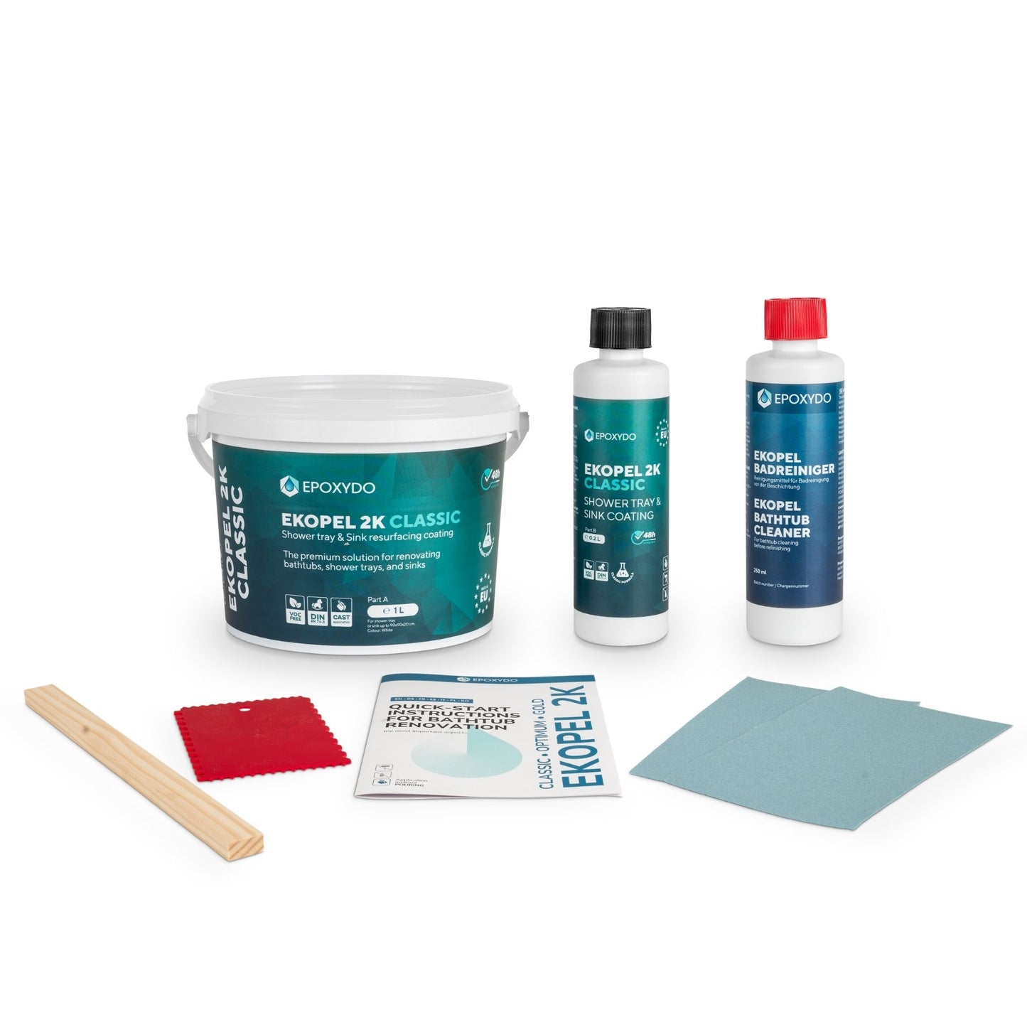 EKOPEL 2K-CLASSIC. Powłoka do renowacji wanien. Czas utwardzania 48 godzin. Bez zapachu. Kompletny zestaw