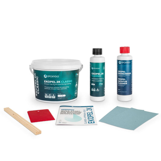 EKOPEL 2K-CLASSIC. Powłoka do renowacji wanien. Czas utwardzania 48 godzin. Bez zapachu. Kompletny zestaw