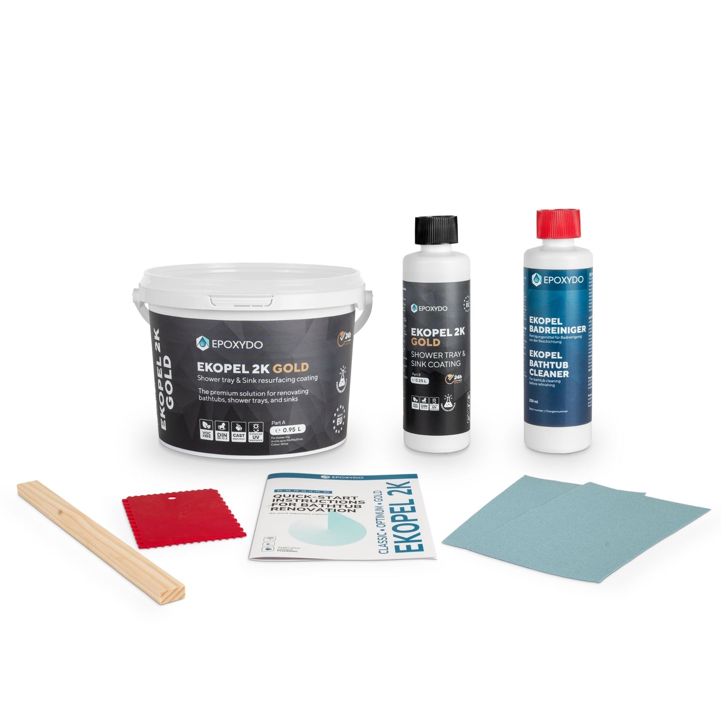 EKOPEL 2K-GOLD Powłoka do renowacji wanien. Czas utwardzania 24 godz. Bez zapachu. Odporność na UV.